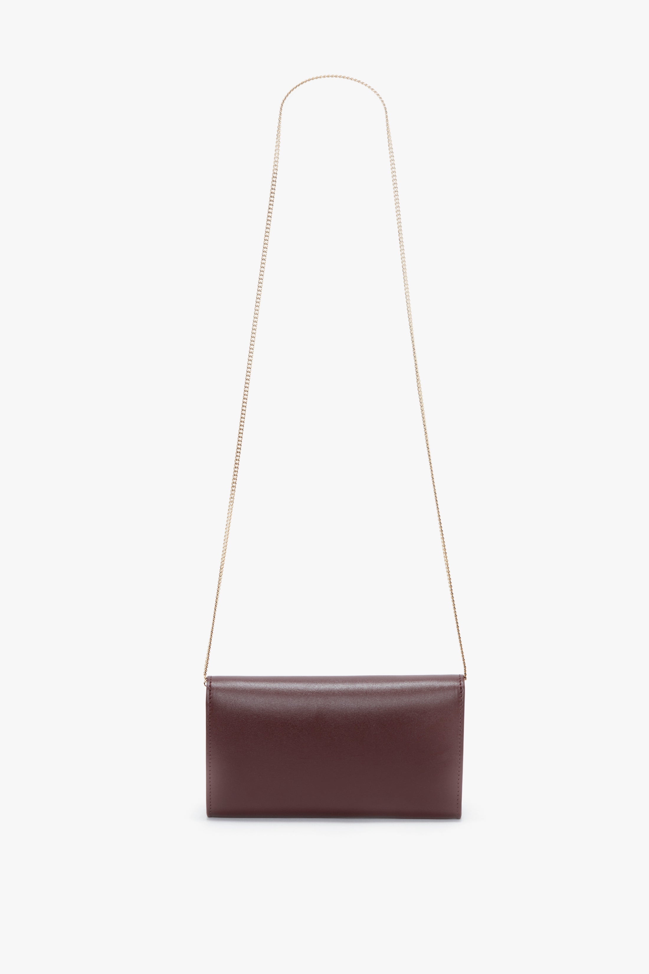 Wallet On Chain In Burgundy Leather - 4