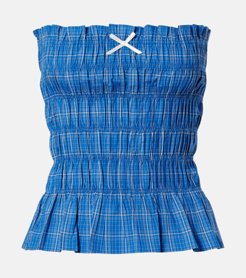 Leya gathered plaid cotton top 1