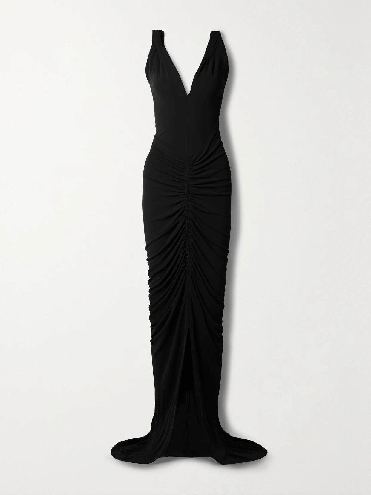 Open-back Ruched Crepe Gown - 1