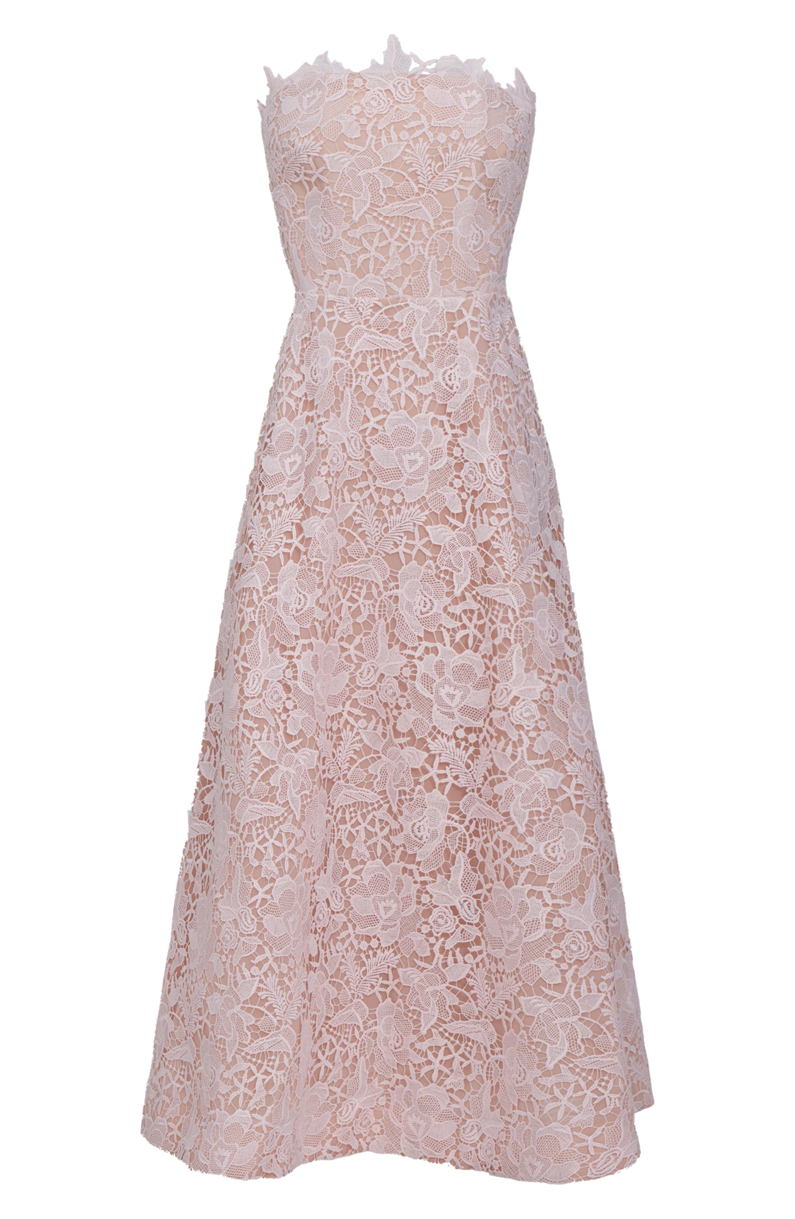 SAU LEE Rosalia Strapless Lace Dress in Sheer Pink at Nordstrom - 5