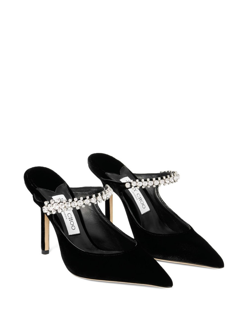 JIMMY CHOO 100mm crystal-embellished heeled mules outlook