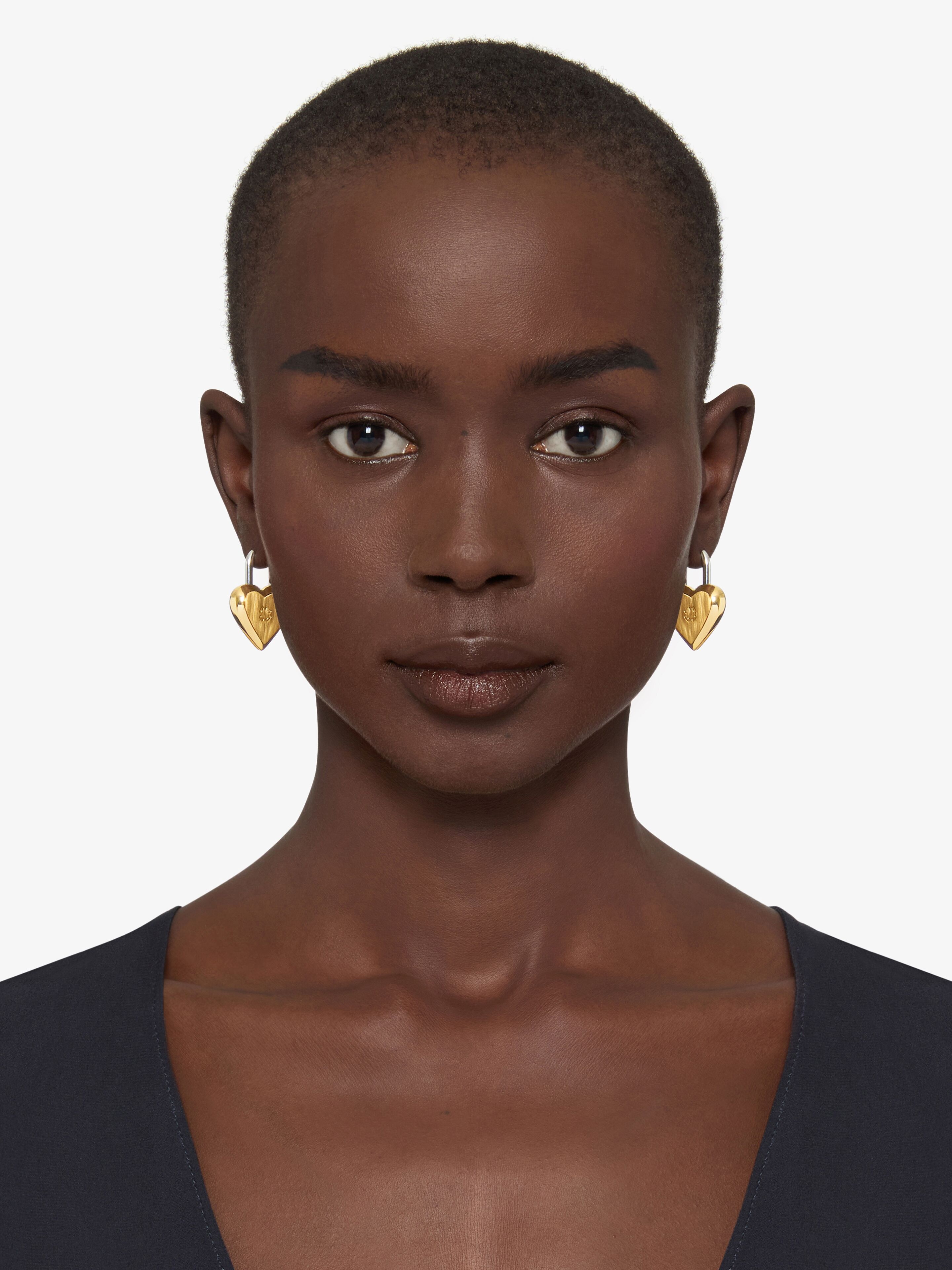 HEART LOCK EARRINGS IN METAL - 2