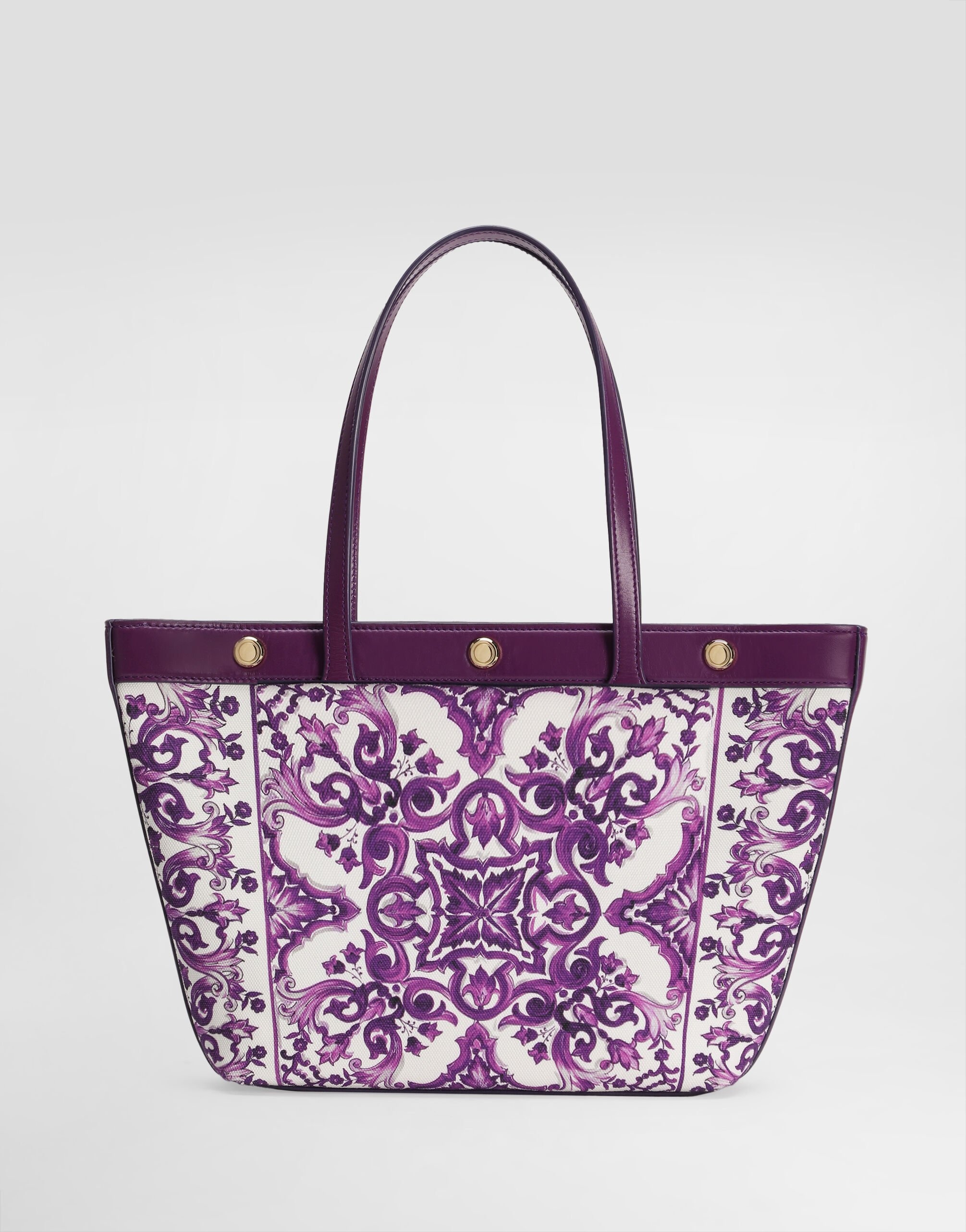 Majolica-print atene shopping bag in canvas - 4