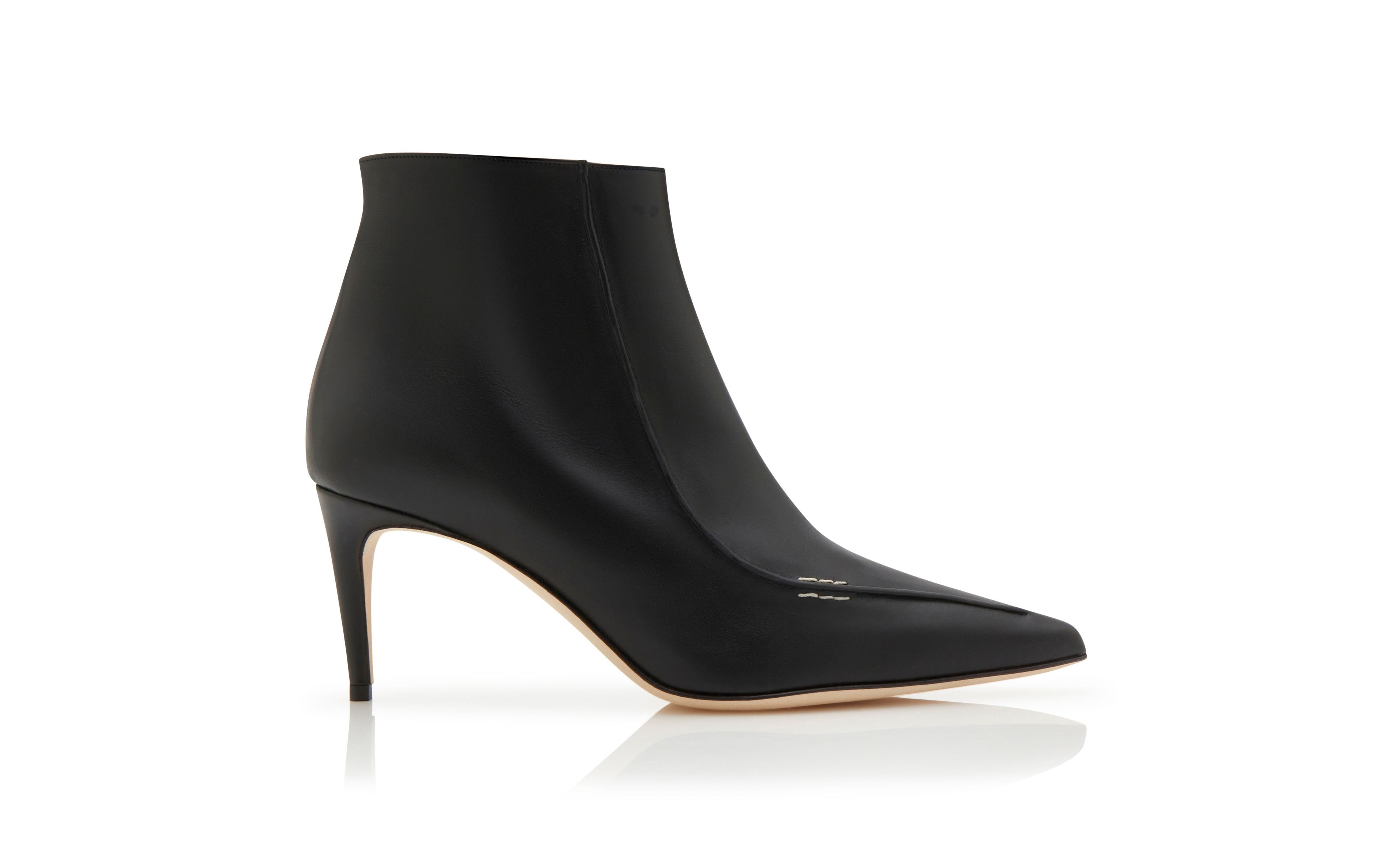 Black Calf Leather Ankle Boots - 1