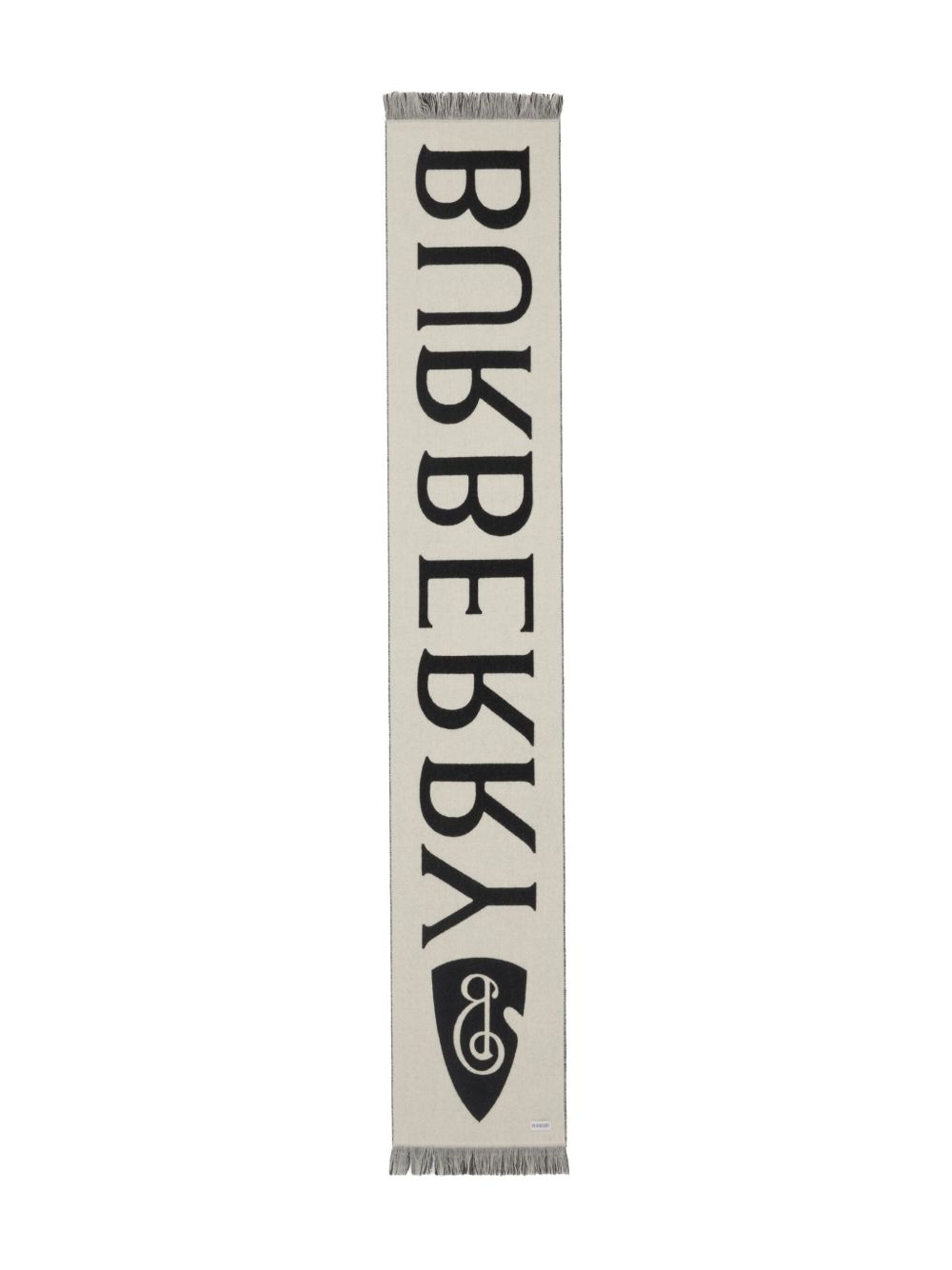 logo-jacquard wool scarf - 3