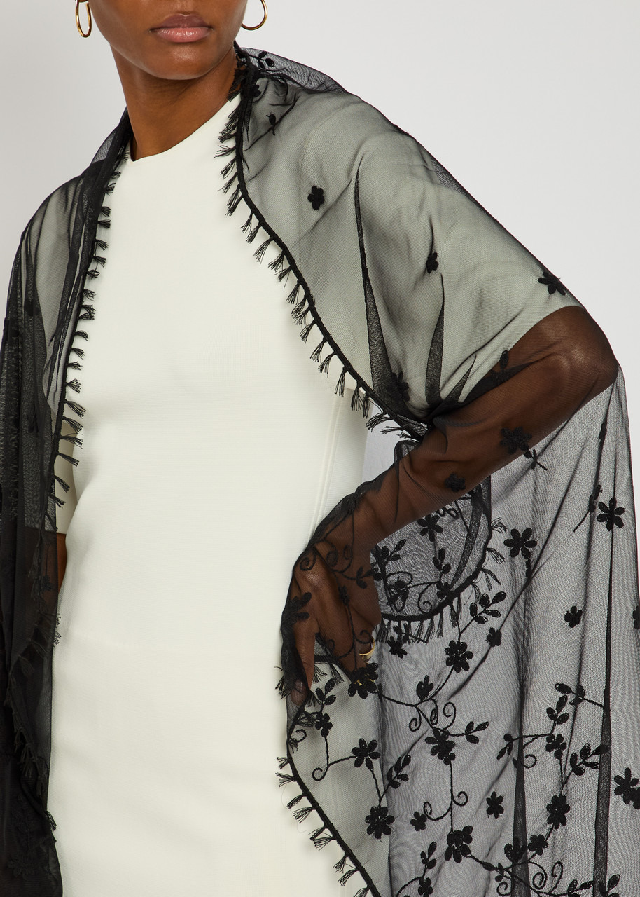 Toteme Floral-embroidered Tulle Shawl - 4
