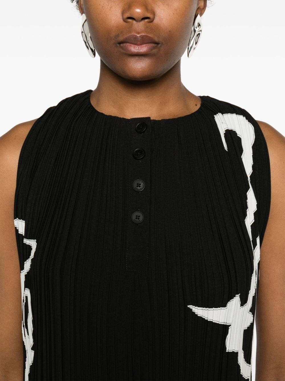 abstract-print pleated blouse - 5