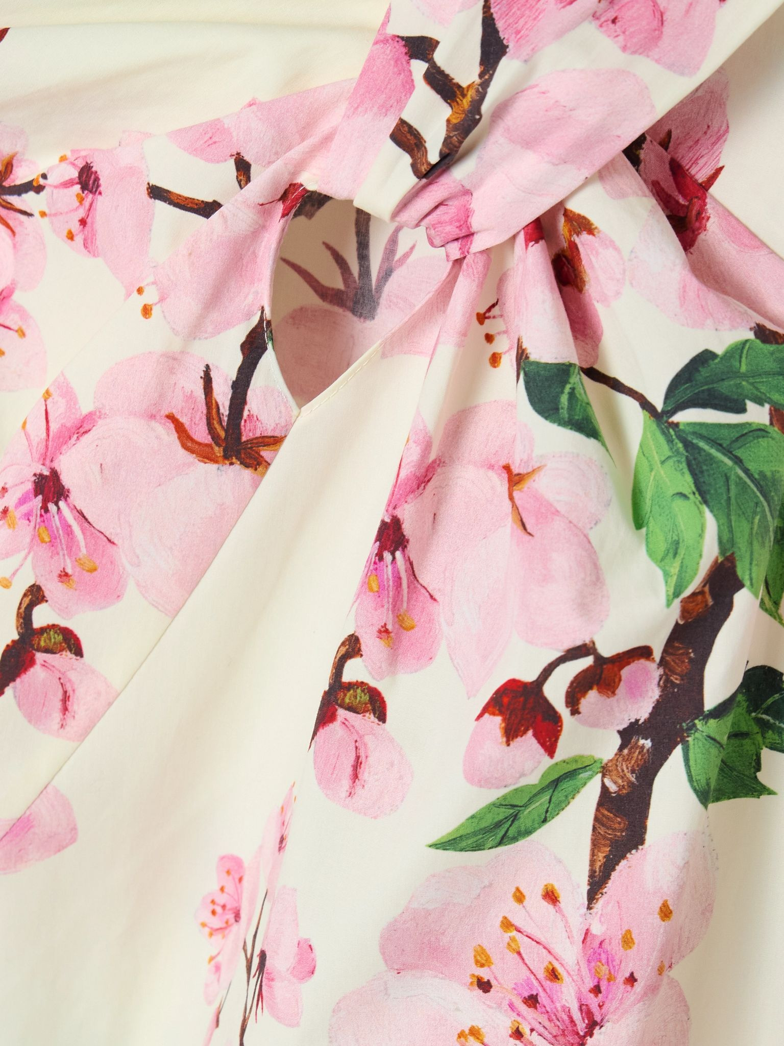 Cutout floral-print stretch-cotton poplin gown Ivory - 4