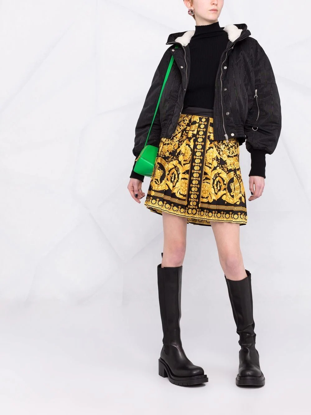 baroque-print pleated skirt - 2