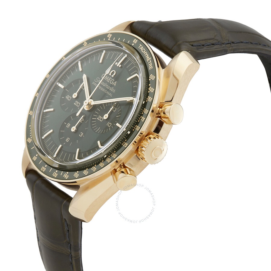 Omega Speedmaster Moonwatch 18kt Moonshine Gold Automatic Chronometer Green Dial Men's Watch 310.63. - 2