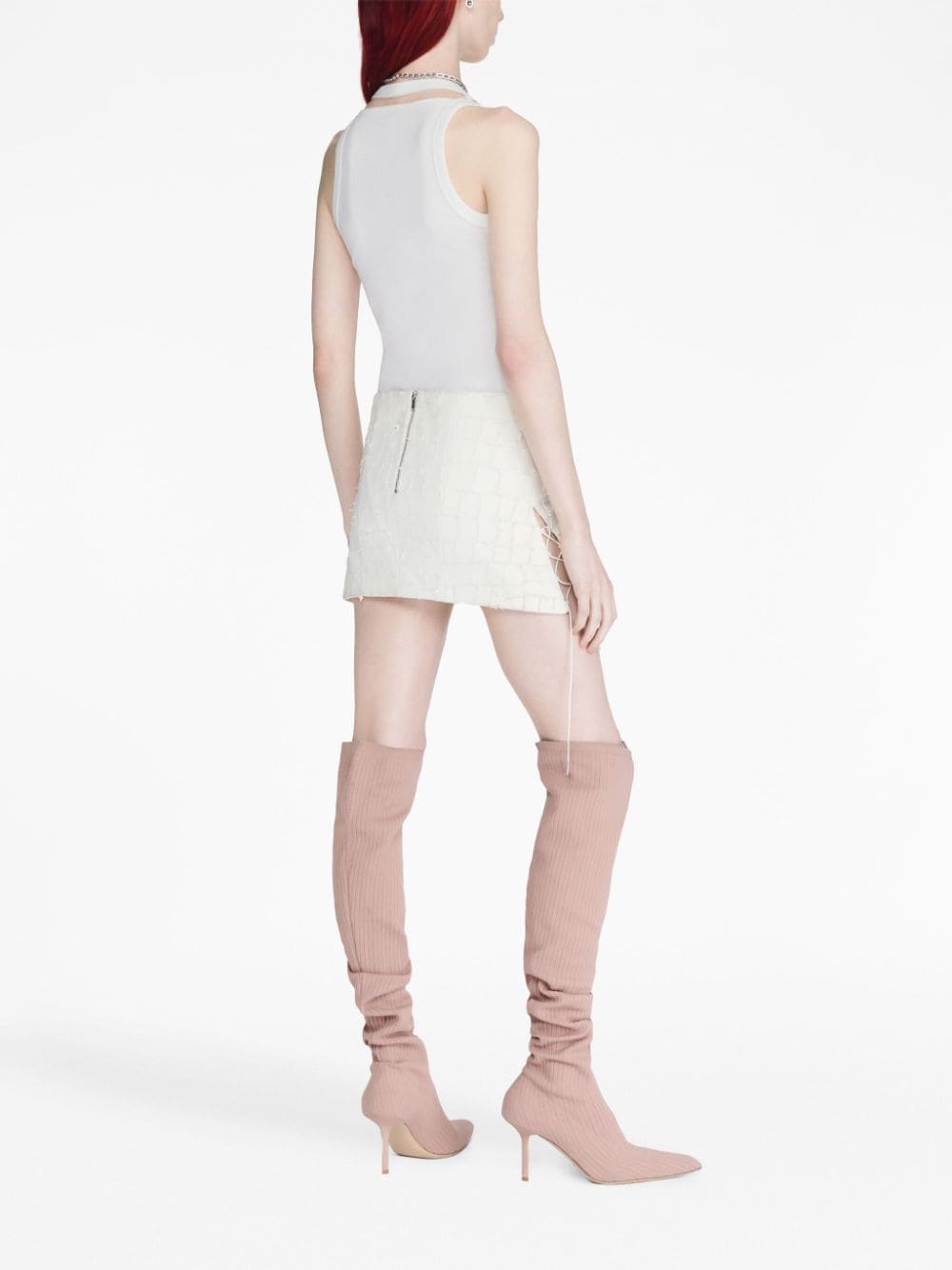 snakeskin-effect leather skirt - 3