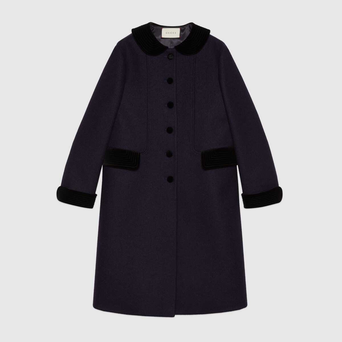 Wool coat with velvet details - 1