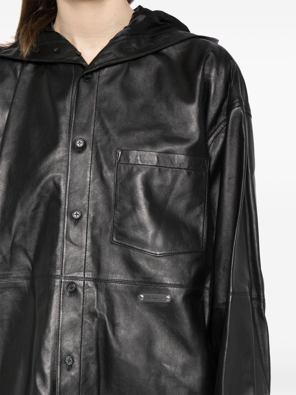 leather hoodie shirt - 5