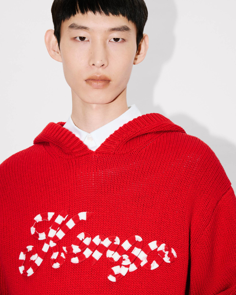 'KENZO Winter Holidays' embroidered hoodie cardigan in cotton and wool 6