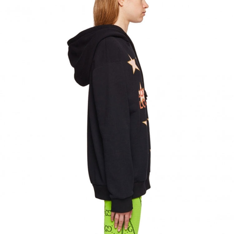 (WMNS) Gucci Logo Love Parade Cotton Hoodie 'Black' 615061-XJEQO-1082 - 5