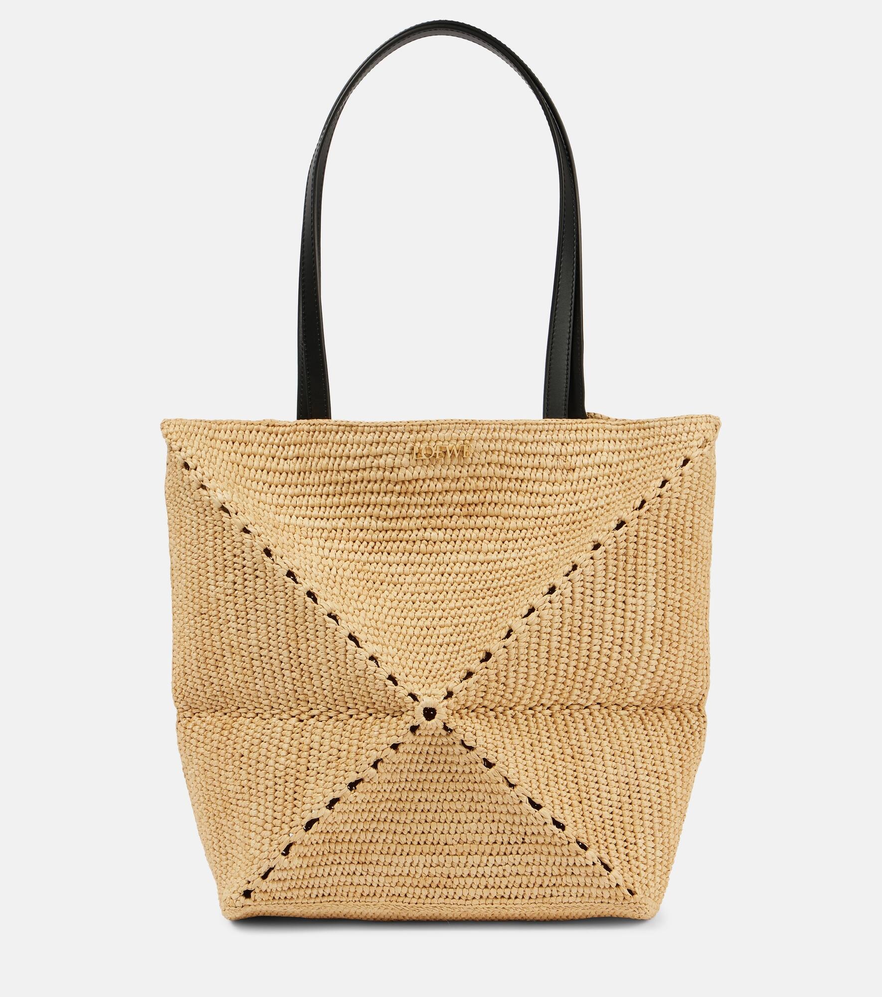 Paula's Ibiza Puzzle Fold raffia tote bag - 1