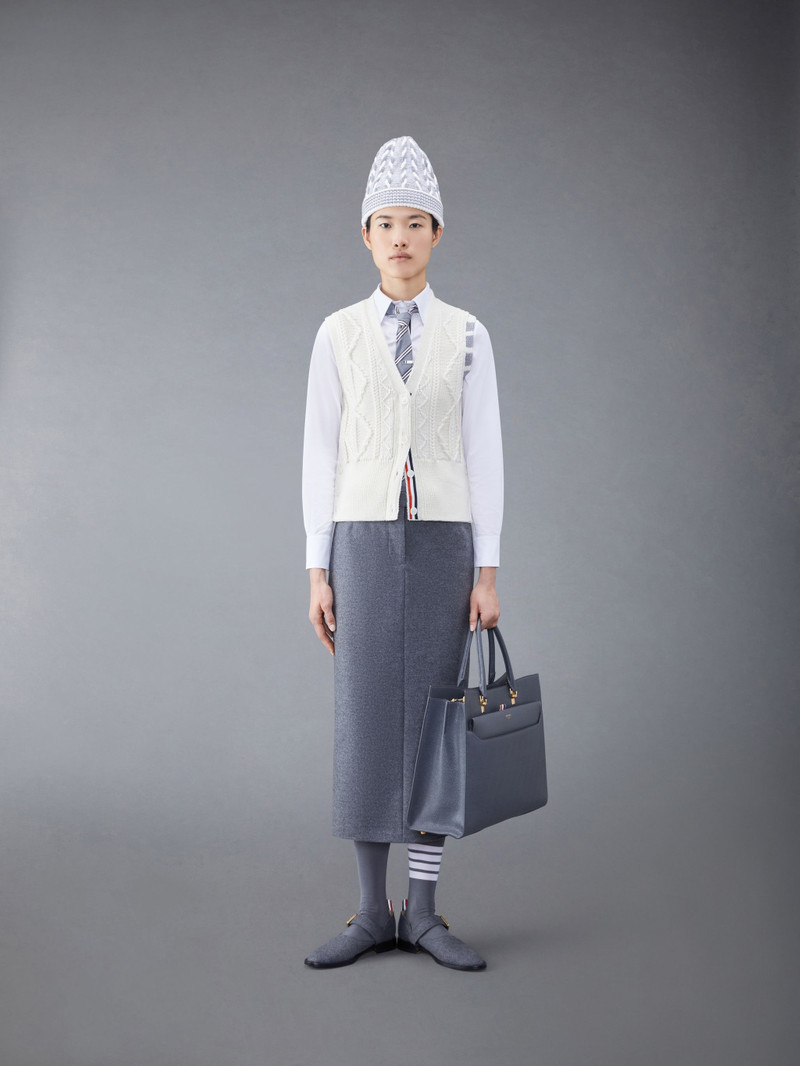 Aran Cable Merino 4-Bar Cardigan Vest 4