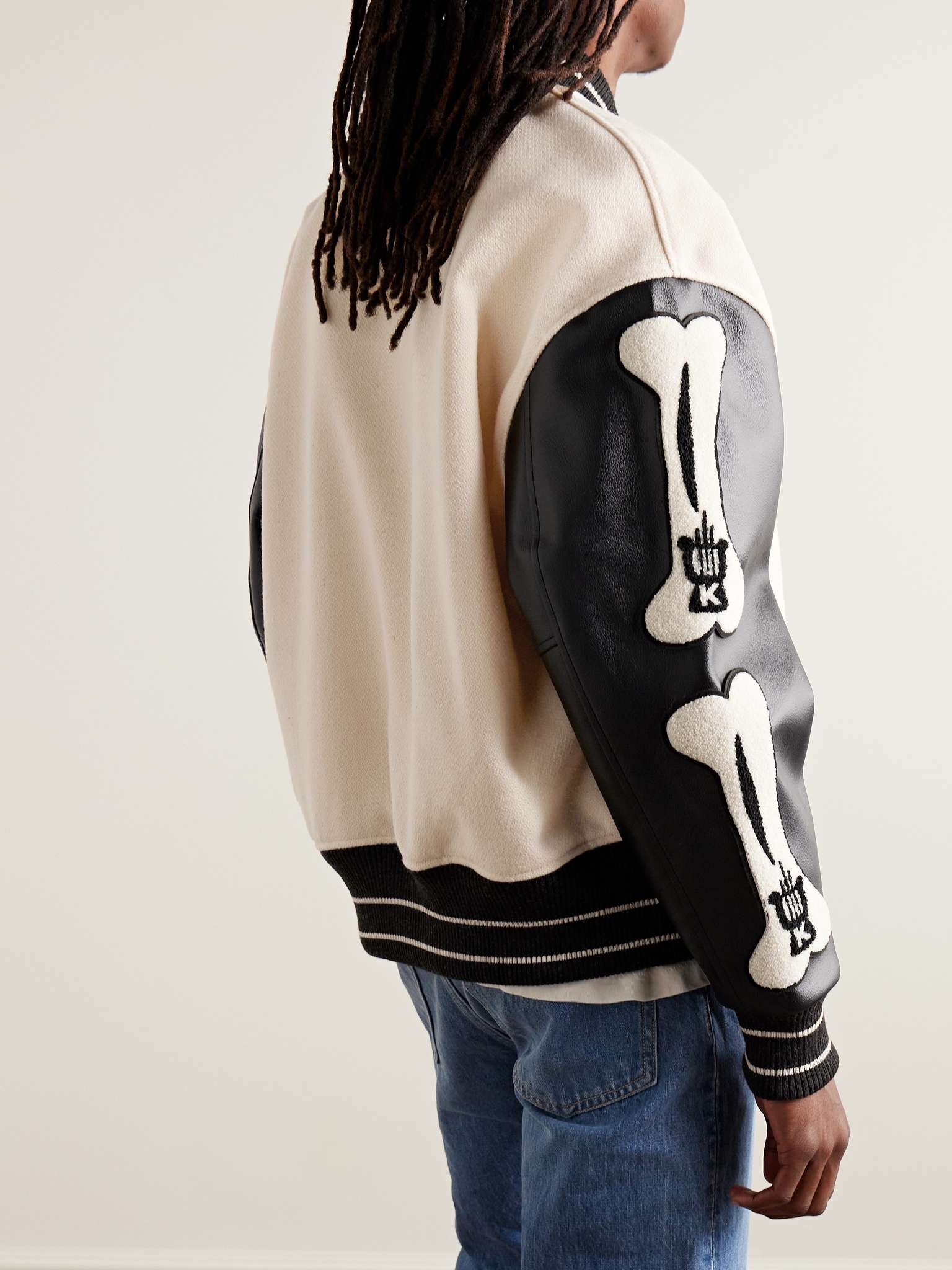 Faux Leather and Wool-Blend Varsity Jacket - 4
