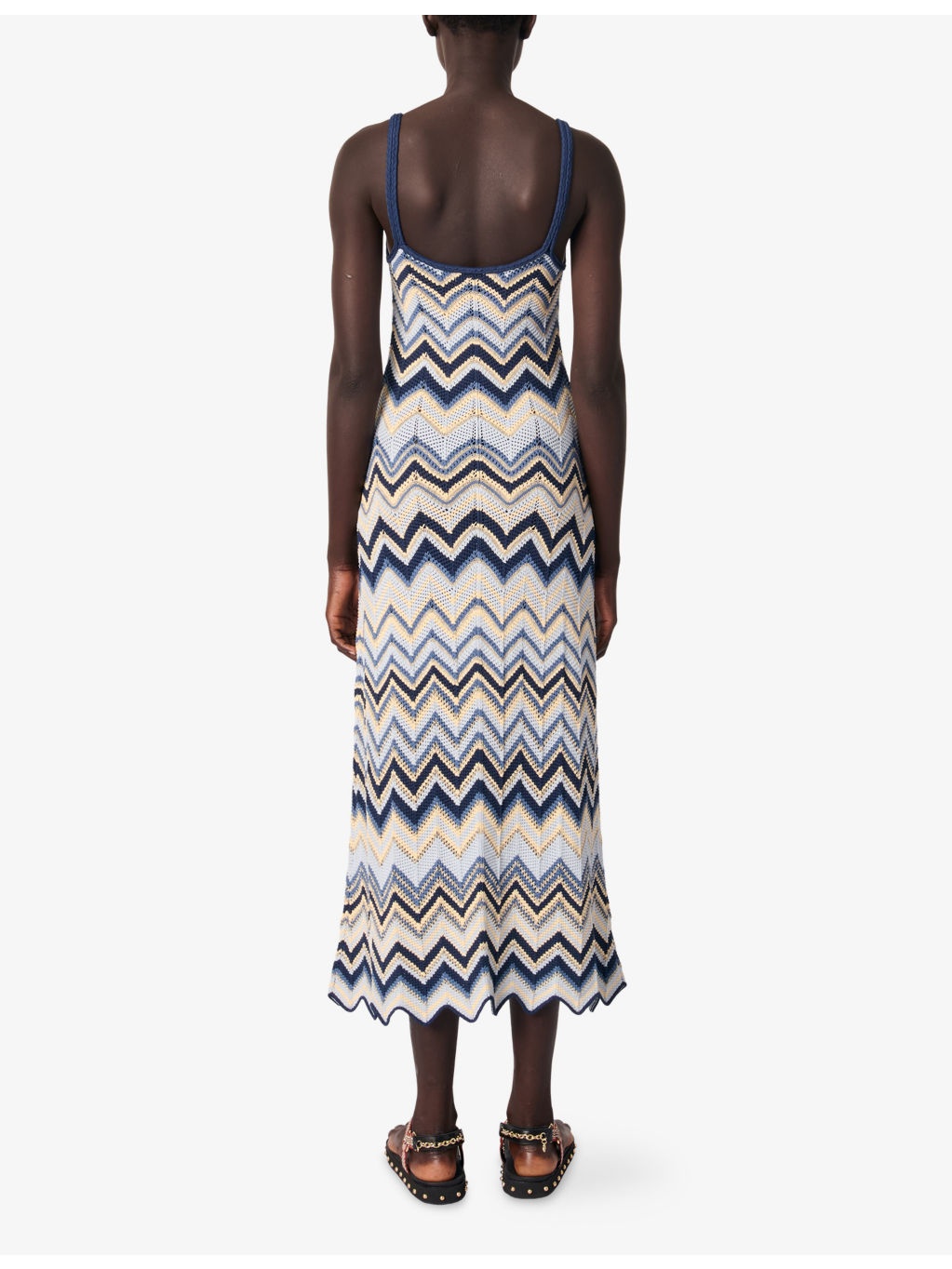 Zigzag-Pattern Crochet Knitted Maxi Dress - 3