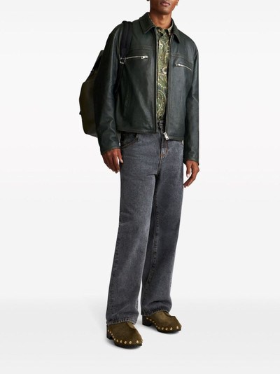 Etro debossed-logo leather jacket outlook