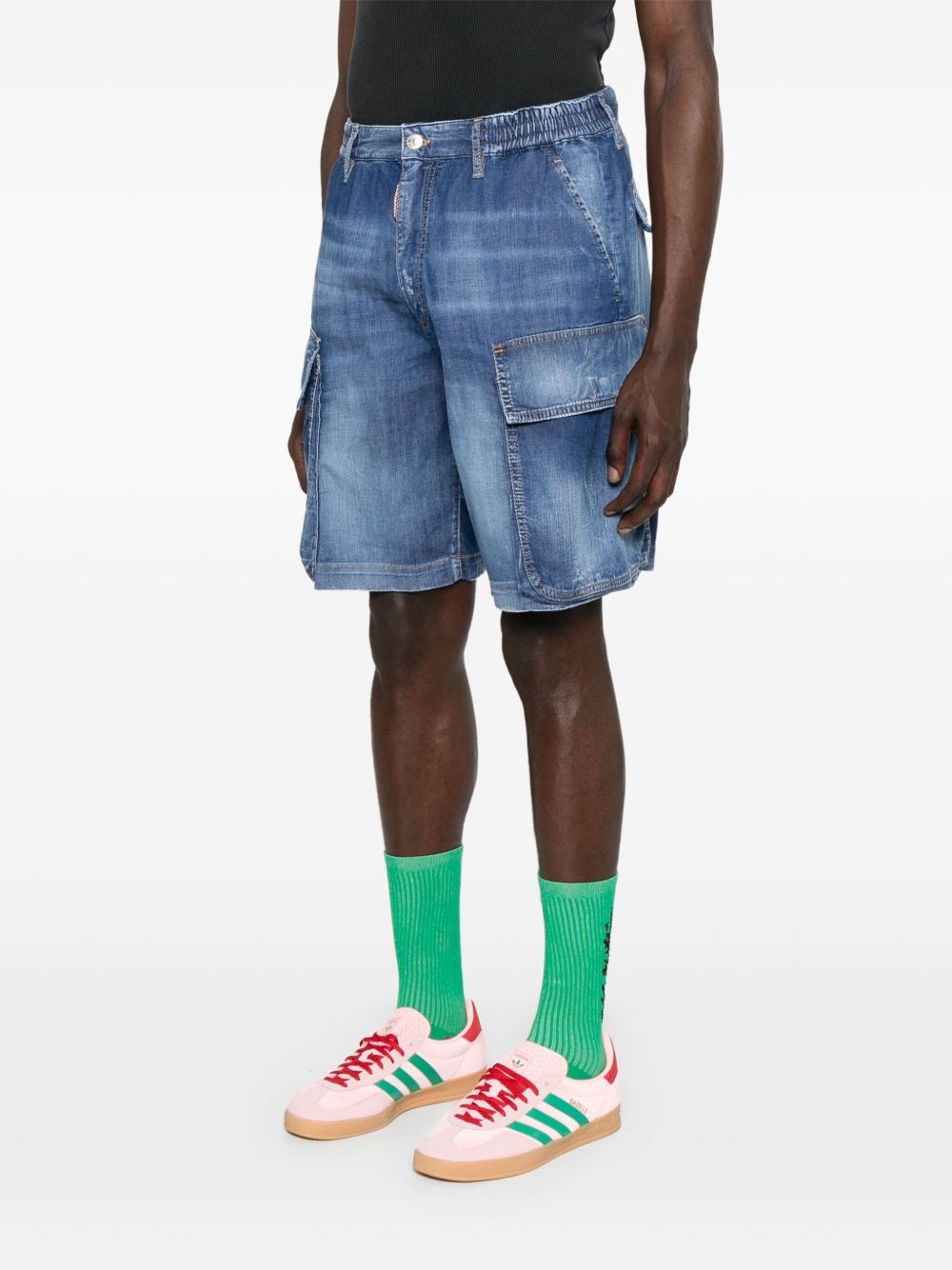 denim cargo shorts - 3