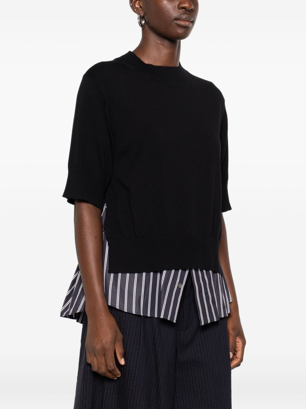 layered striped knit top - 3