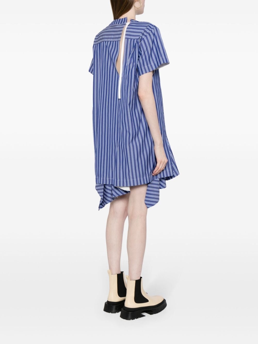 striped short-sleeve cotton minidress - 4