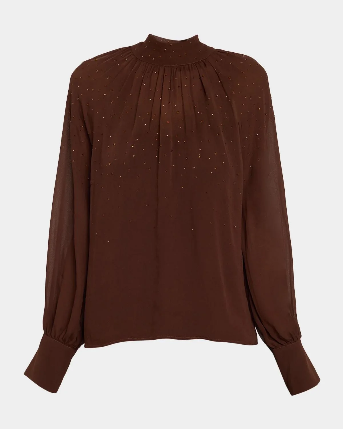 Noor Crystal-Embellished Chiffon Mock-Neck Blouse - 1