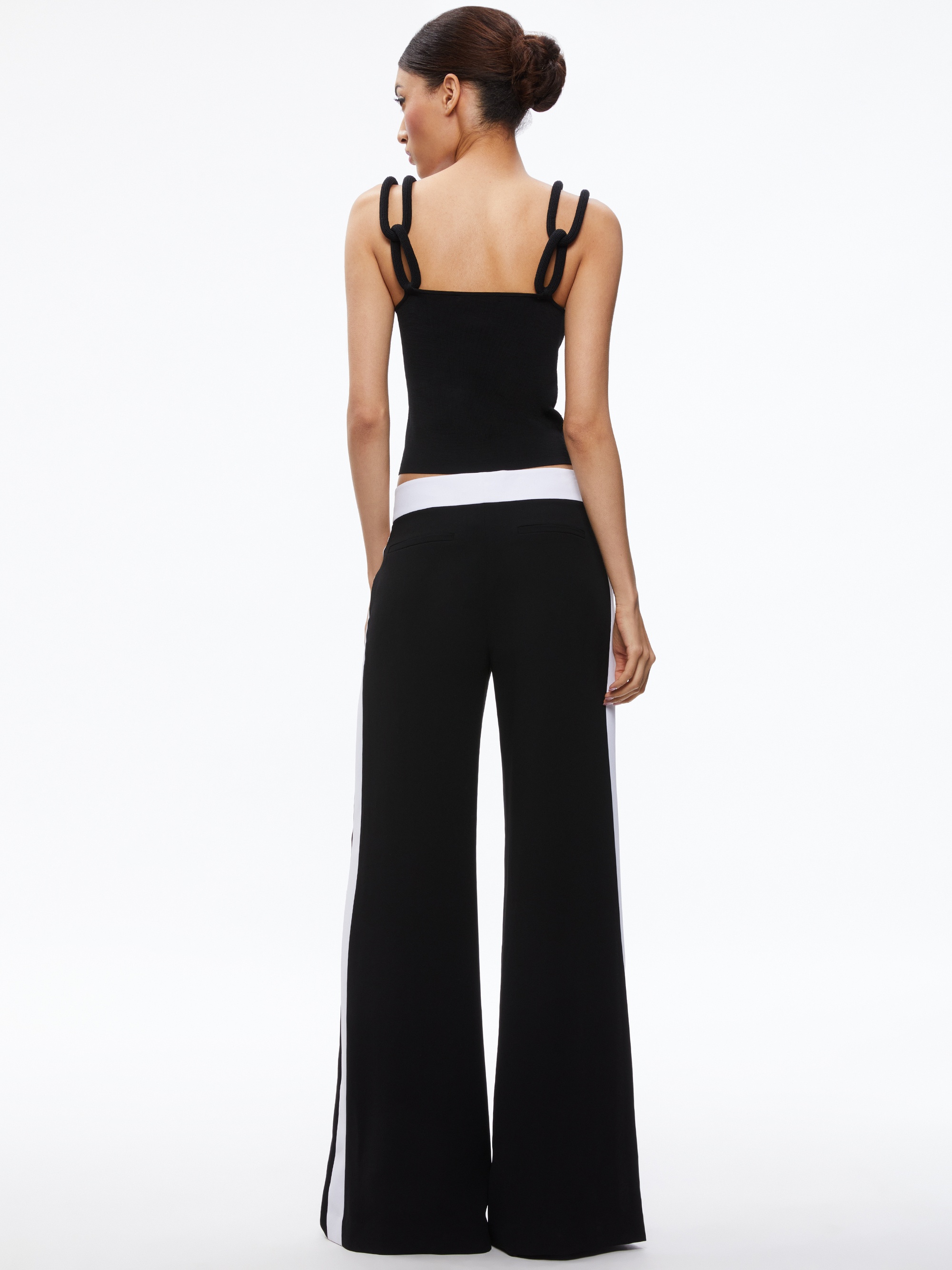 Alice + Olivia ERIC MID RISE PANT WITH TUX STRIPE