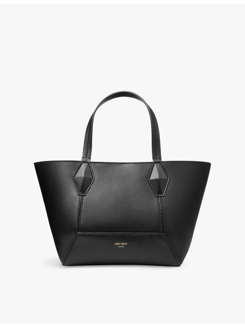 Diamond logo-embossed leather tote bag 1
