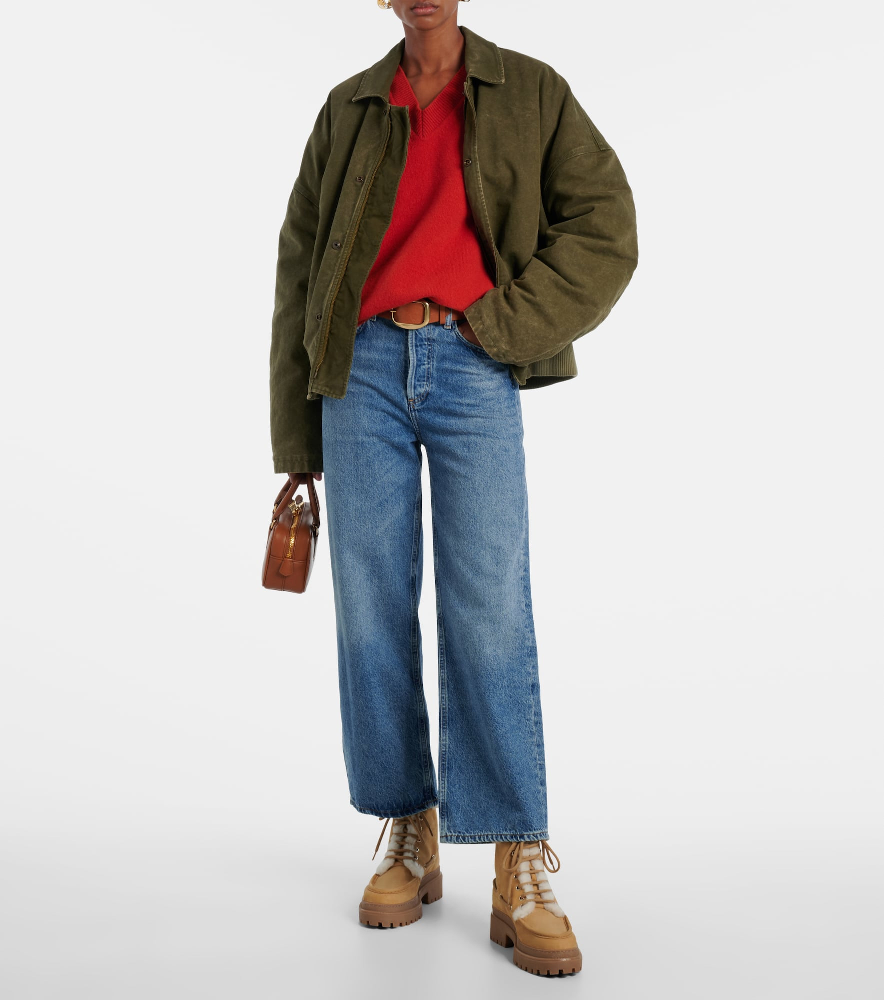 Shearling-lined suede lace-up boots - 3