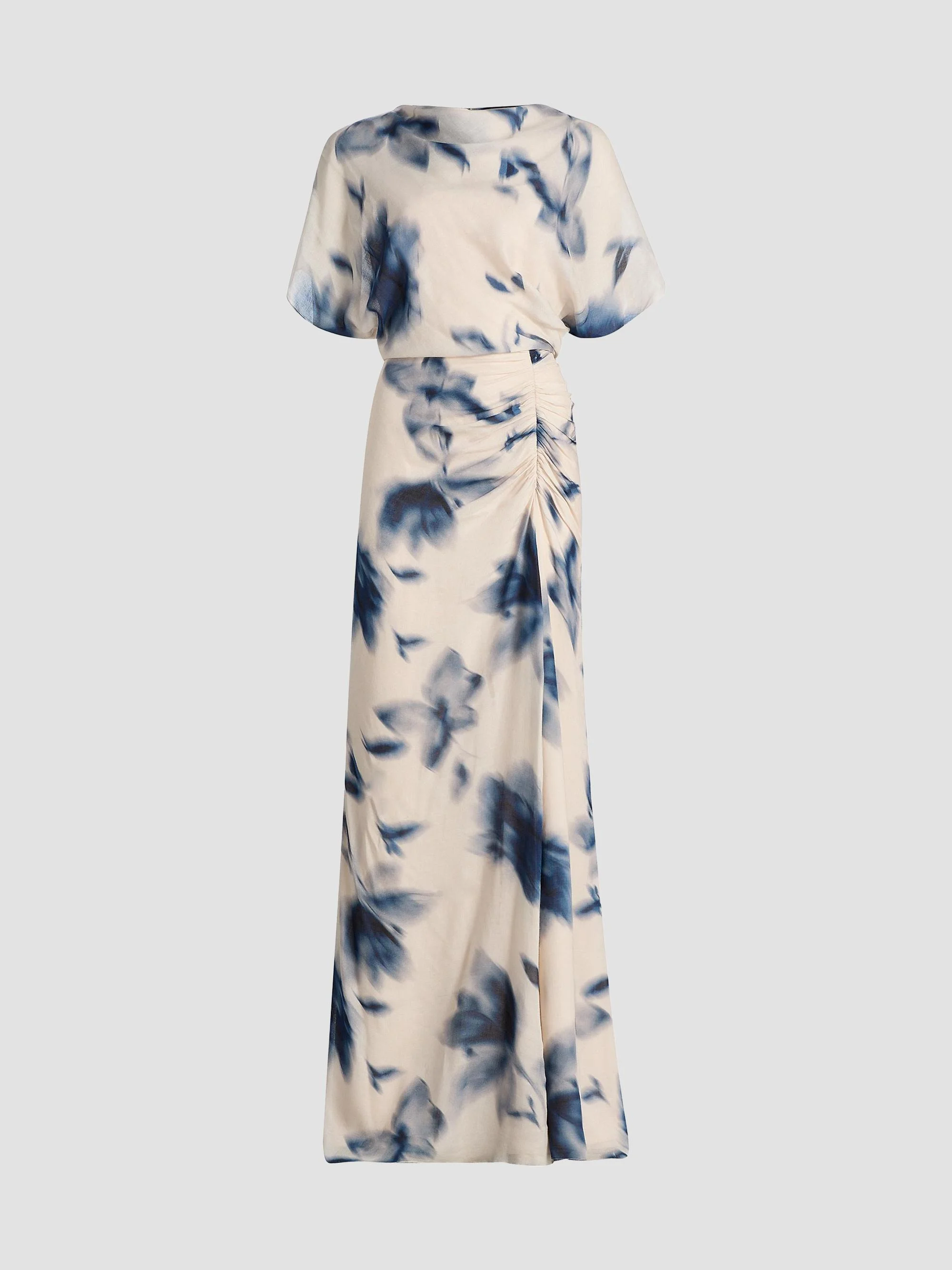 Women's Blurred Floral Draped A-Line Gown - Slate Multi - 1