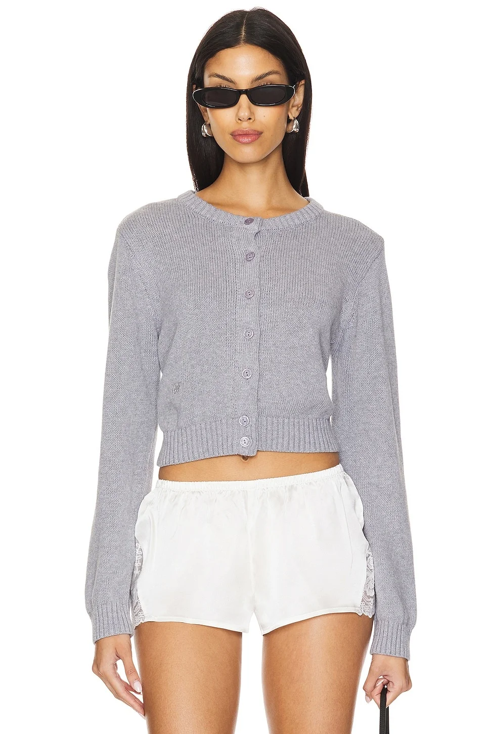 Dudley Cotton Knit Cardigan in Rain Cloud - 1