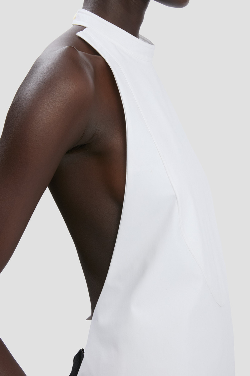 Backless Bib Top In White 4