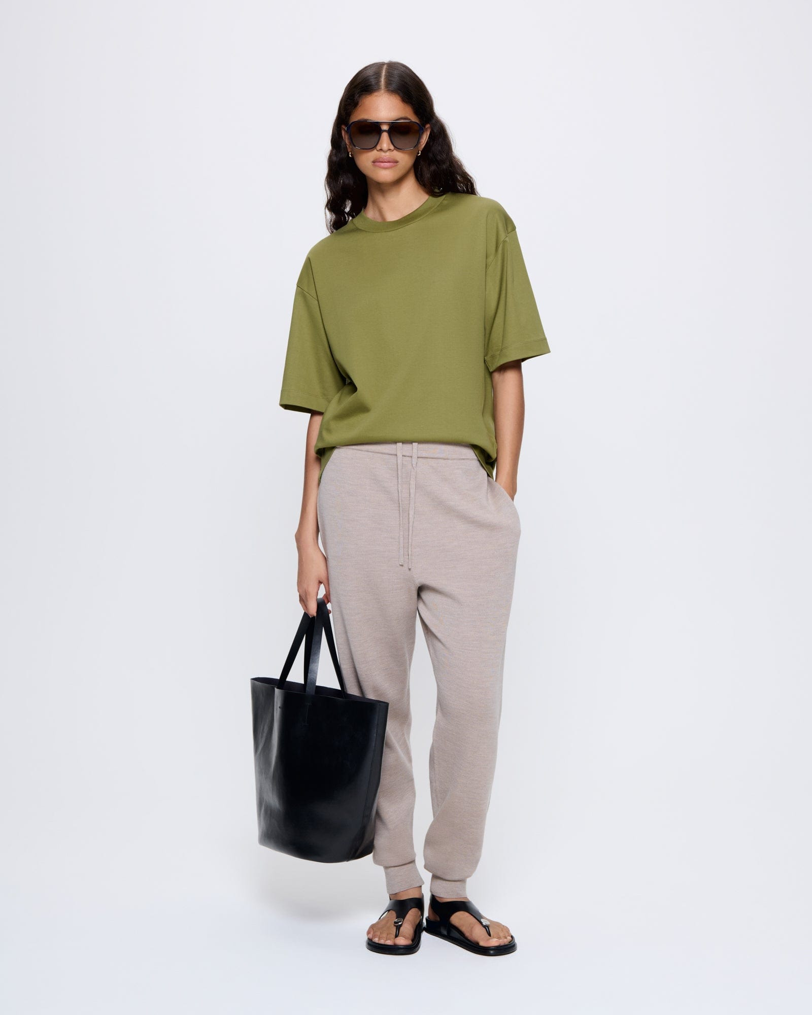 Womens DNA Regenerative Merino Wool Track Pants - Stone Marl - 2