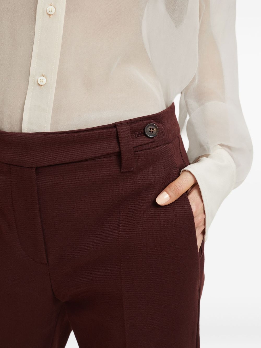button-fastening stretch-cotton trousers - 5