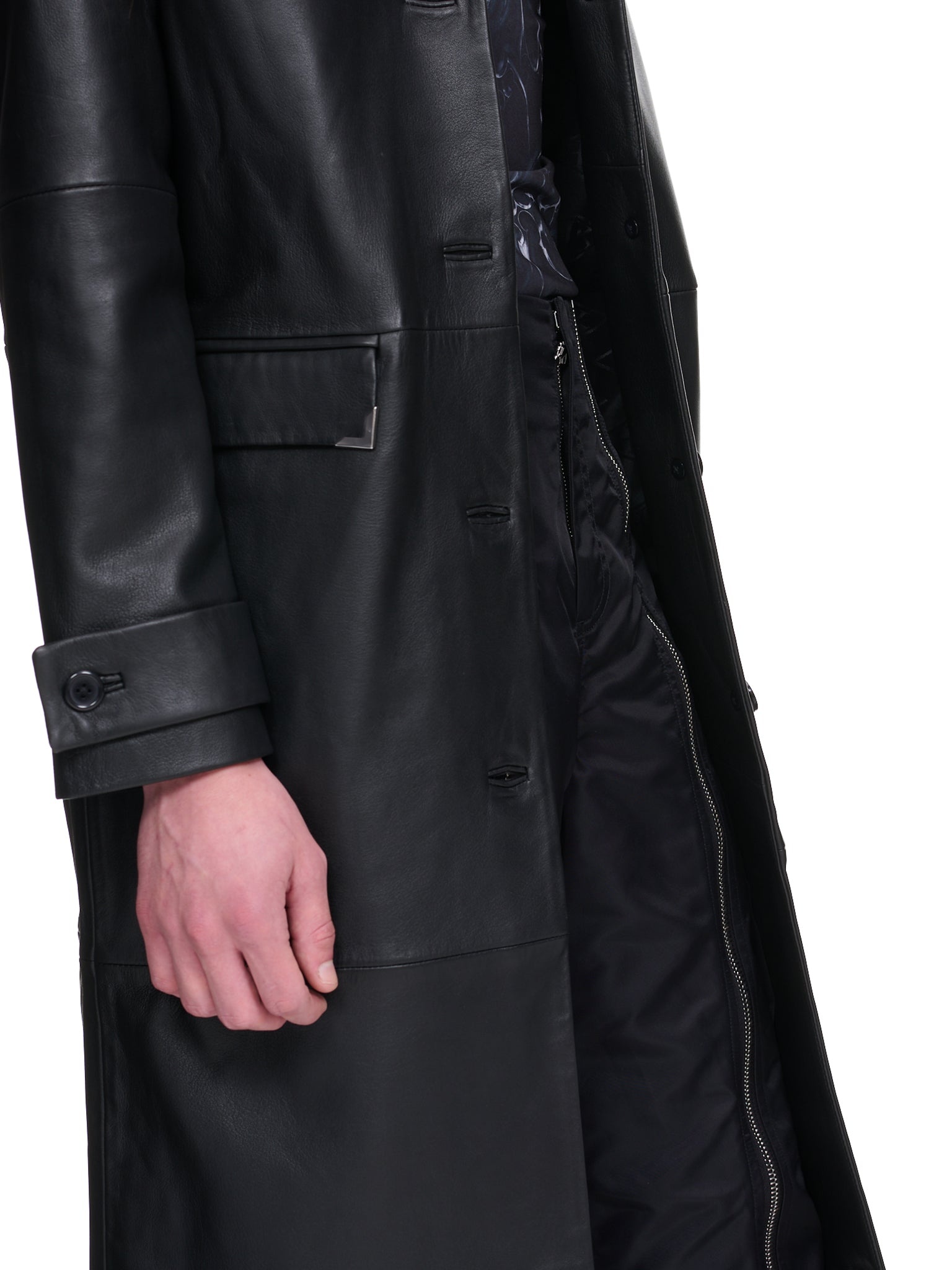 Leather Single-Breasted Coat - 5