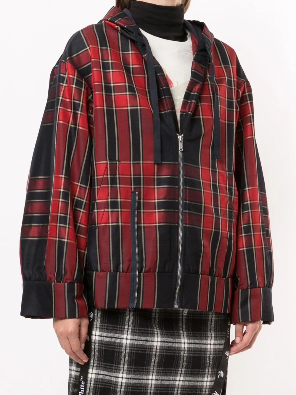 hooded plaid jacket - 3