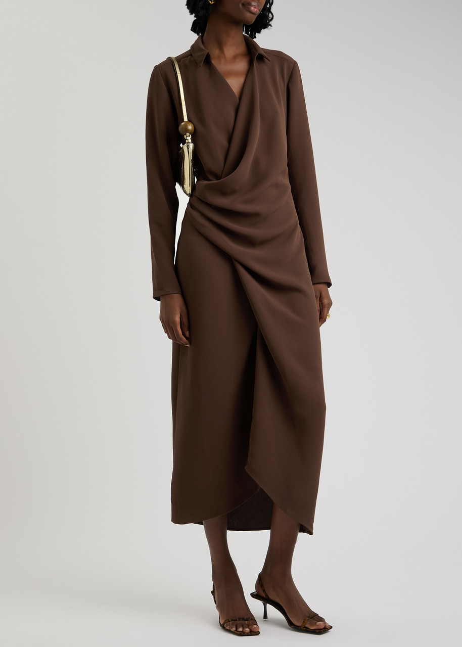 Paris Georgia Simone Draped Midi Shirt Dress - 4
