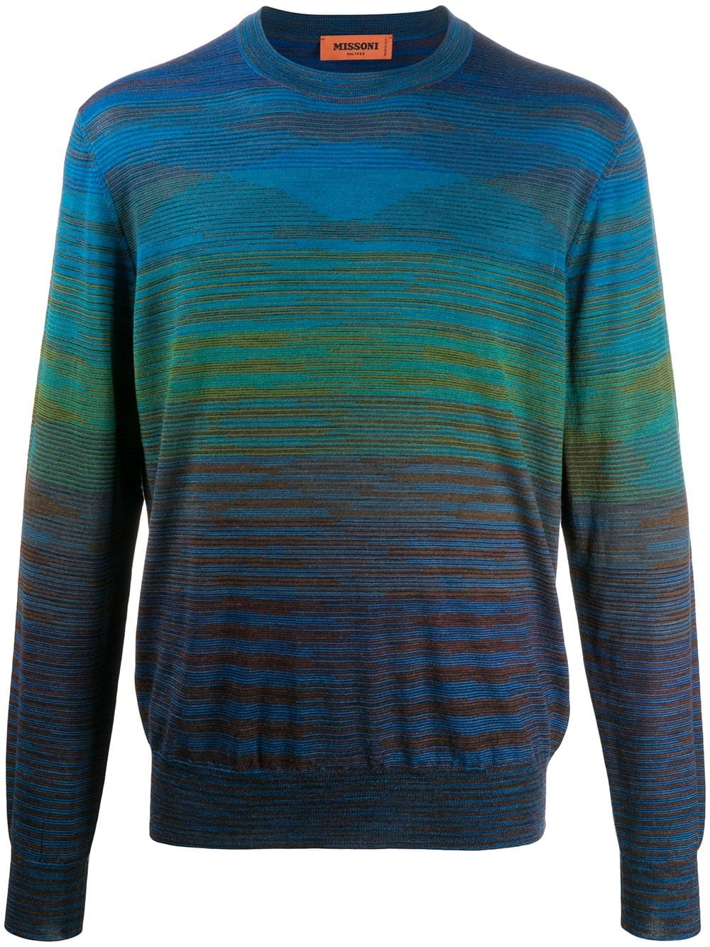 striped crew-neck pullover - 1