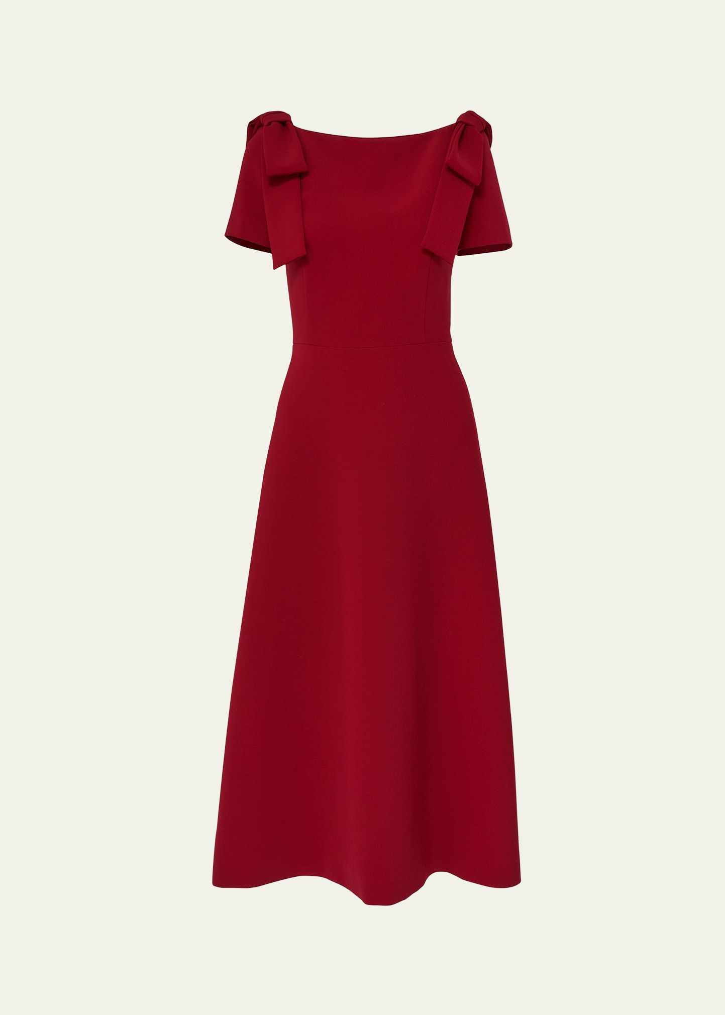 Bow-Shoulder Short-Sleeve A-Line Dress - 1