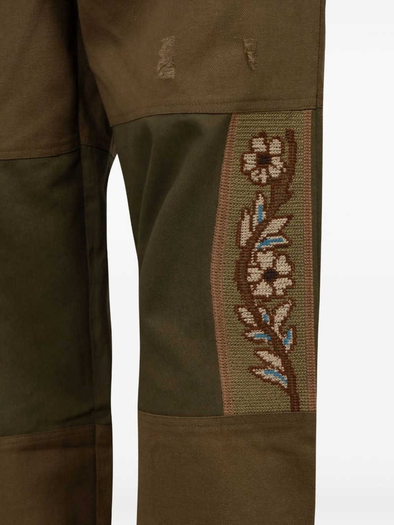 Asher floral-embroidered patched trousers 5