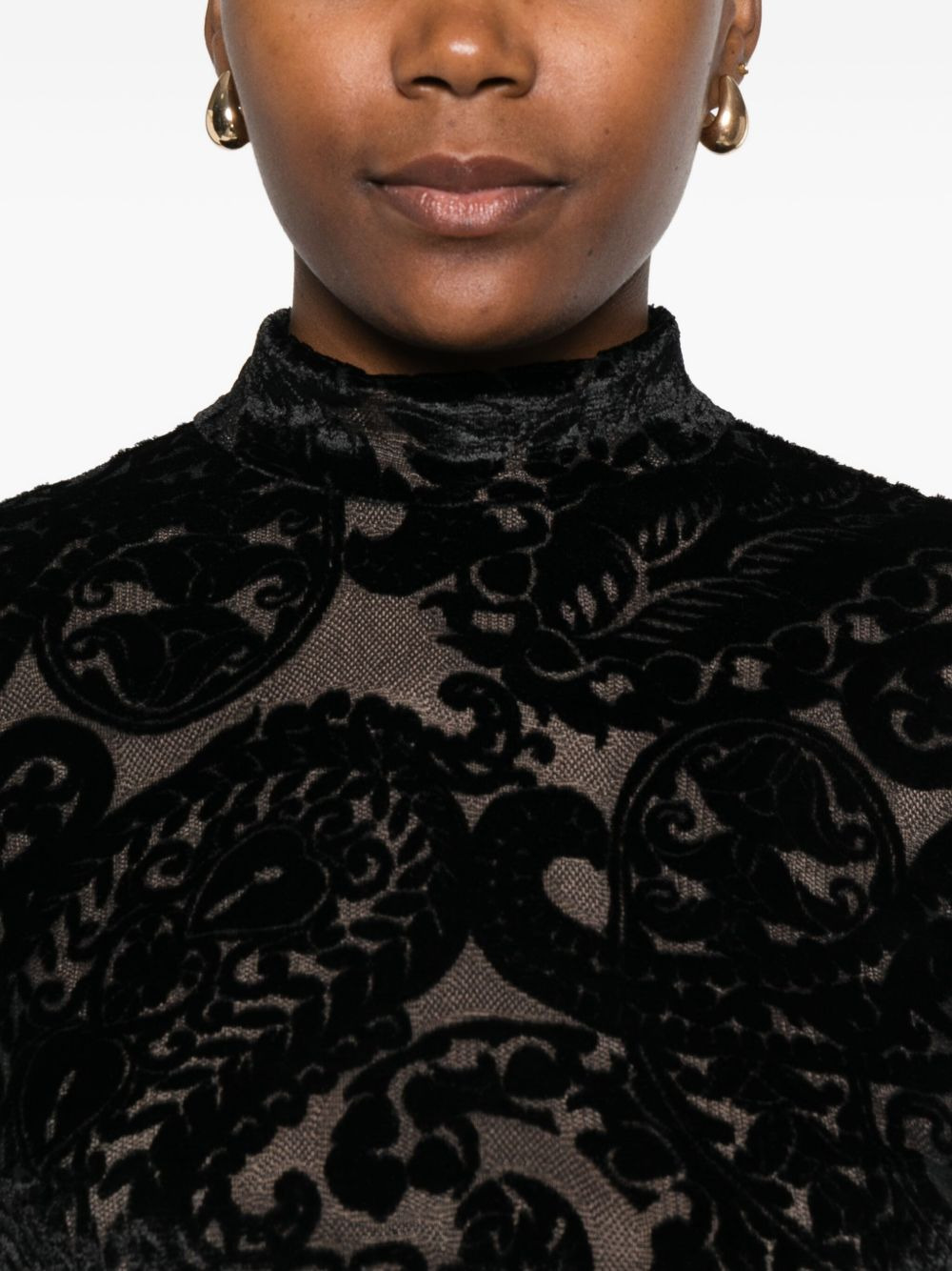 paisley-pattern velvet dress - 5
