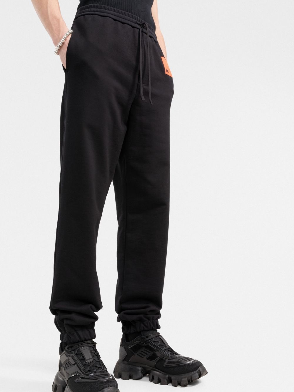 logo-patch cotton track pants - 3