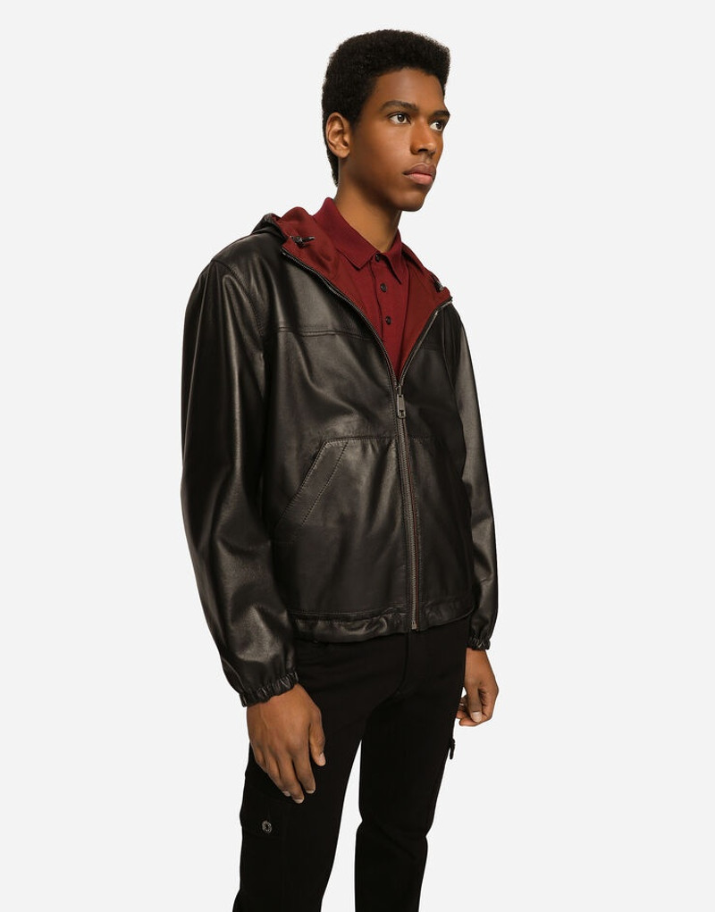 Reversible stretch wool and leather jacket 4