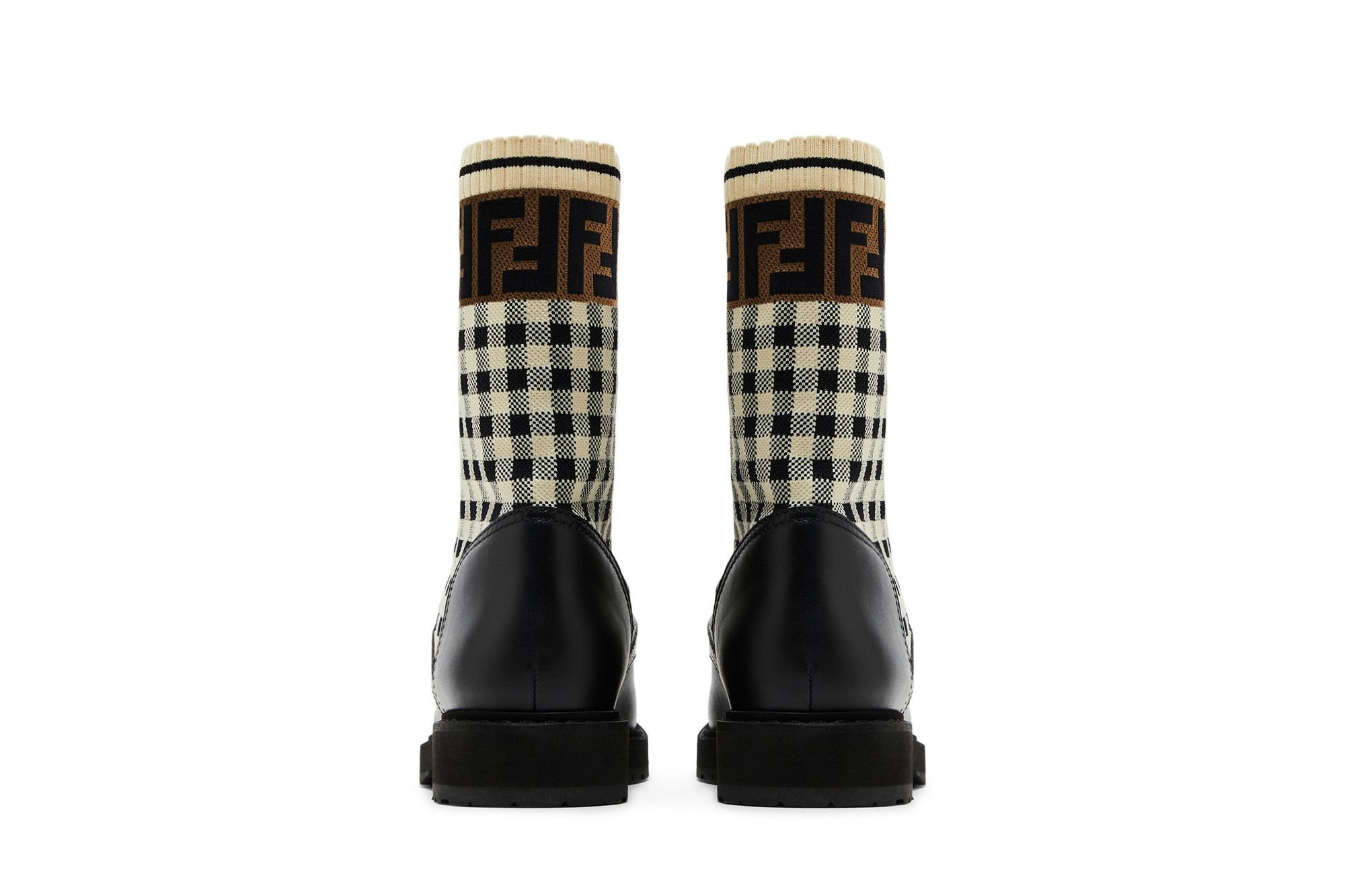 Fendi Wmns FF Rockoko Biker Boot 'Black Checkerboard' - 6