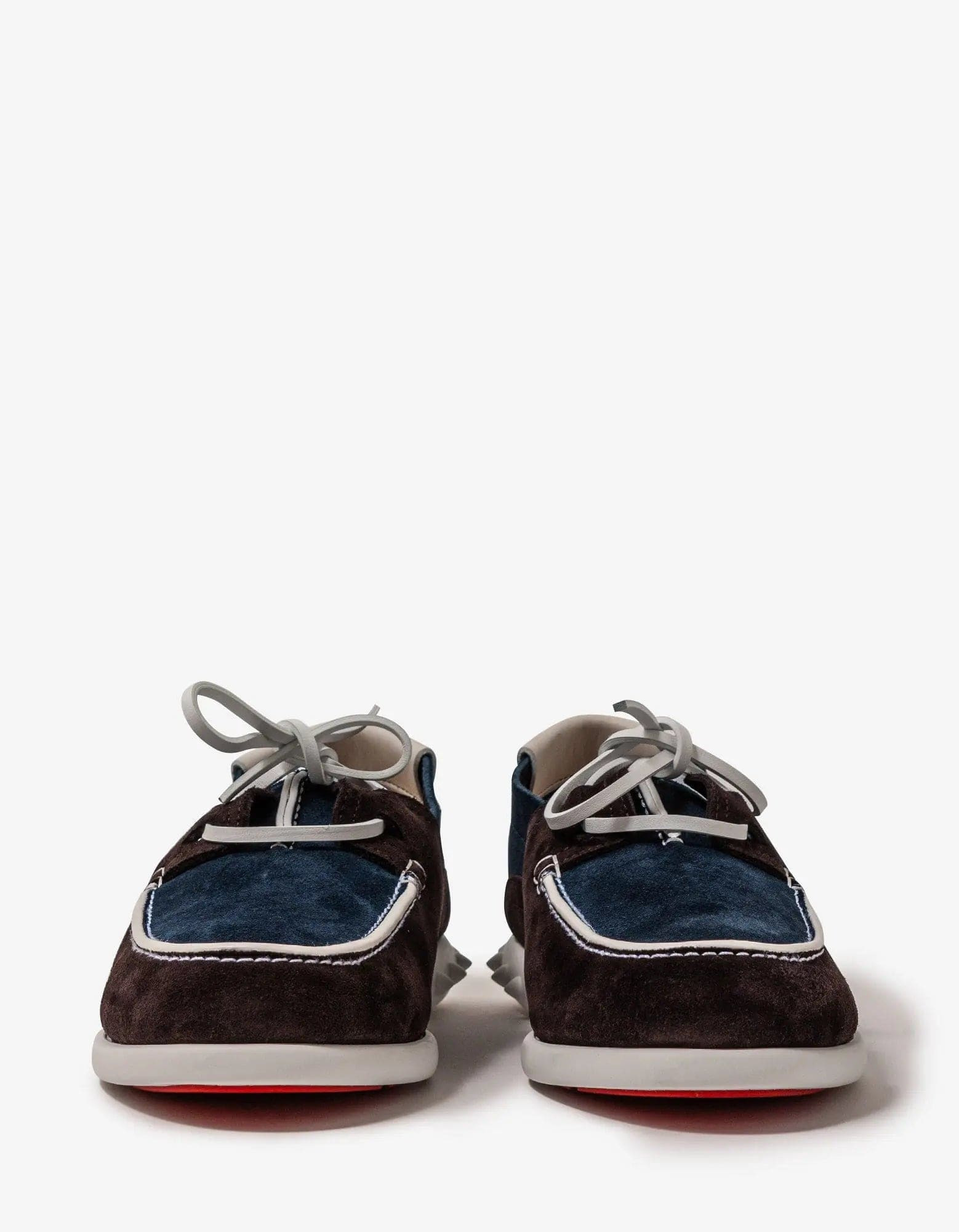 Christian Louboutin Geromoc Navy & Brown Suede Leather Loafers - 5