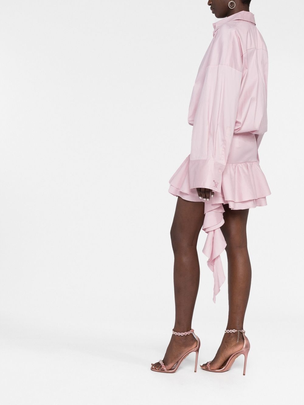 dropped-waist ruffled shirtdress - 6