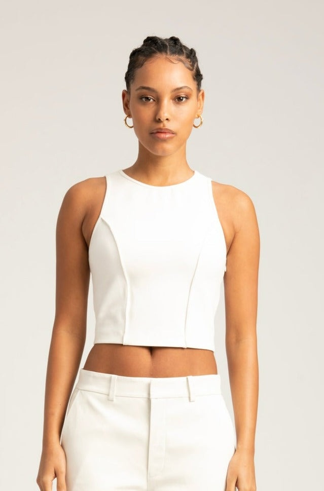 WHITE AUDREY PINTUCK TOP - 2