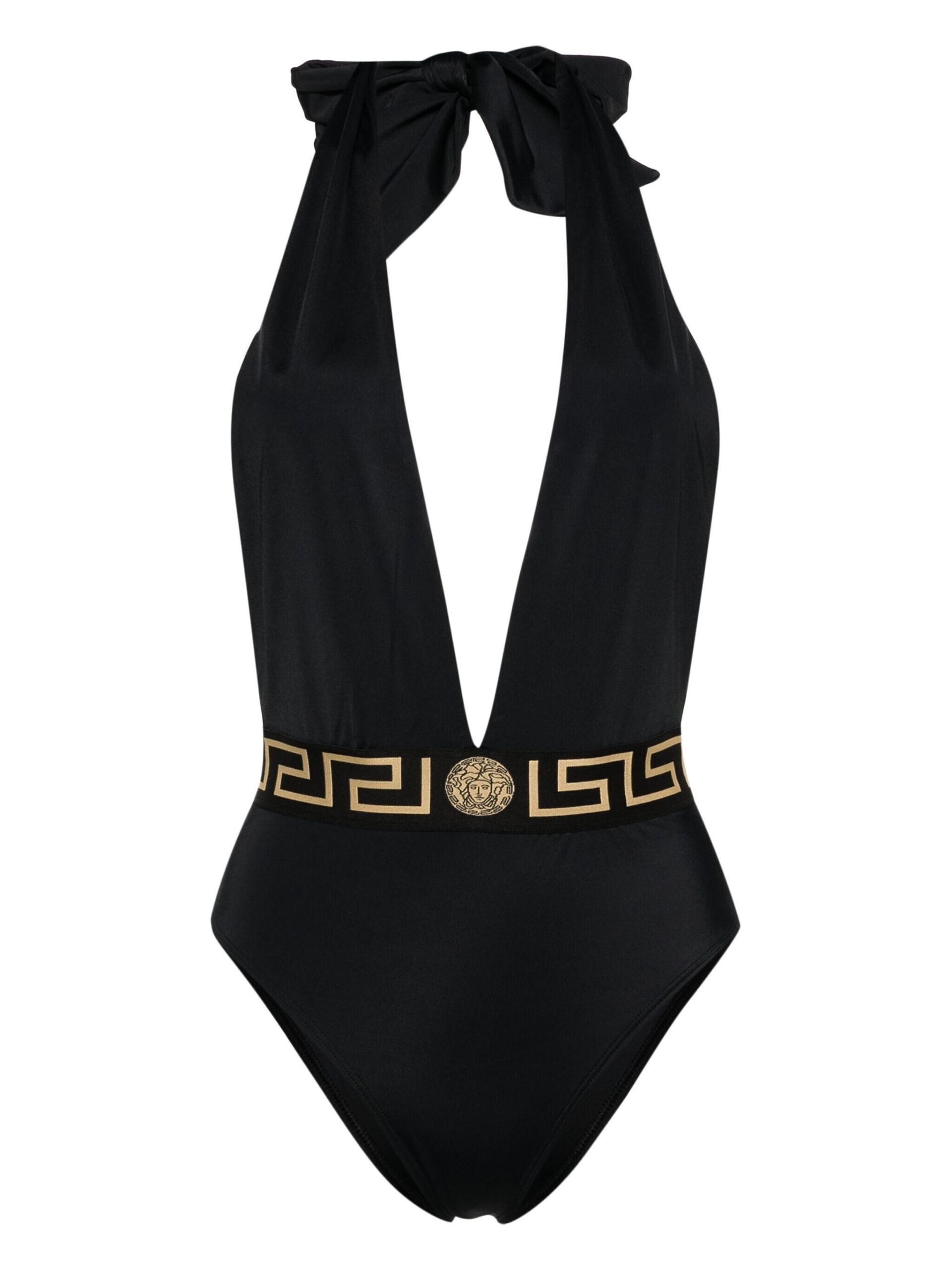 Black Greca Border Swimsuit - 1